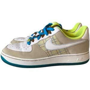Nike AF1 Womens Graphic Print White Tan Size US 7 Athletic Lace Up 315115-114